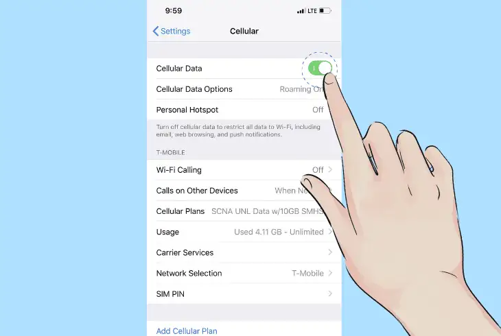 how to inspect mobile cellular connection