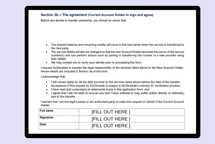 the agreement (current holder) section 2b