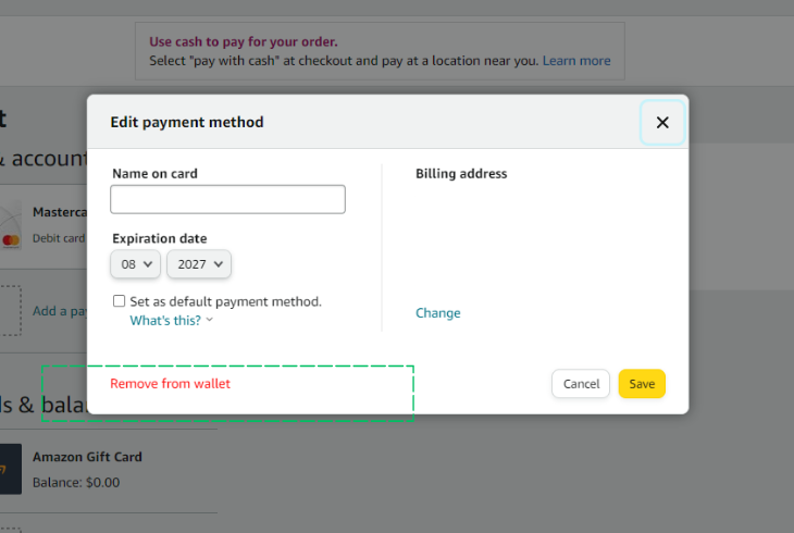 remove your payment method