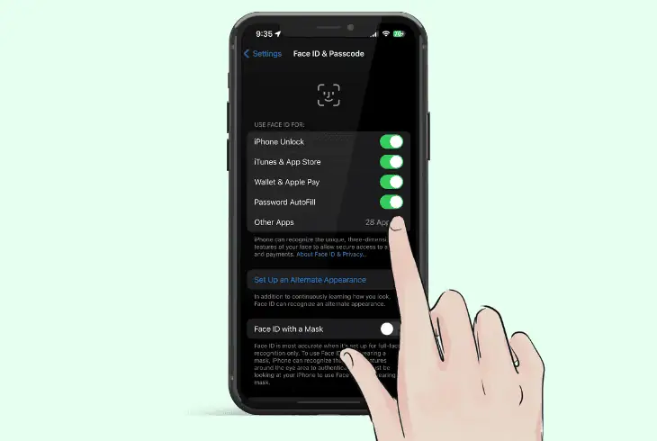 set up face id & passcode