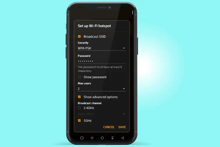 how to share hotspot from android