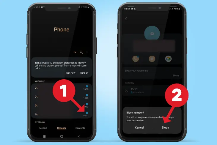 block known/unknown caller on android