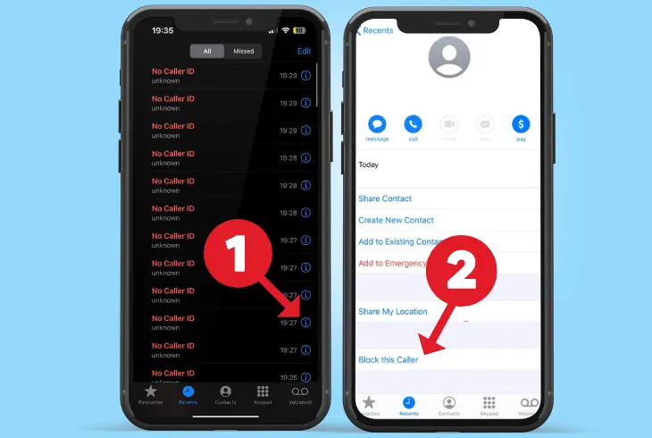 method #1 block the caller via phone