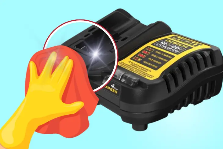 clean the dewalt’s charging surface
