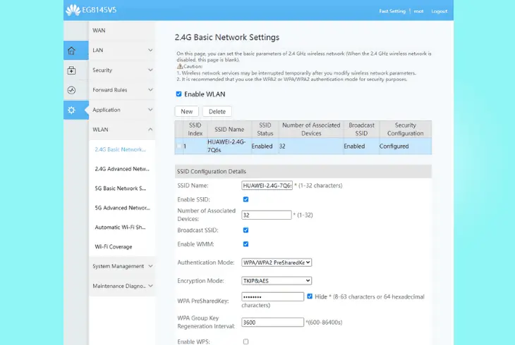 inspect your network settings