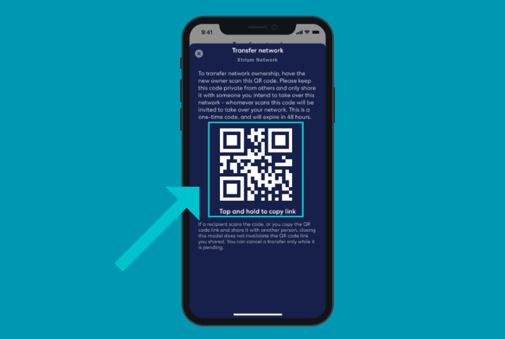 initiating network transfer (via qr code)