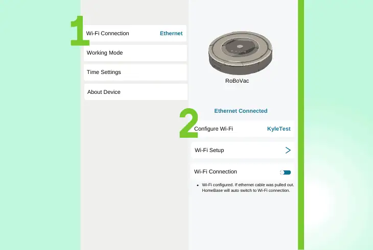 check the robovac’s wi-fi details